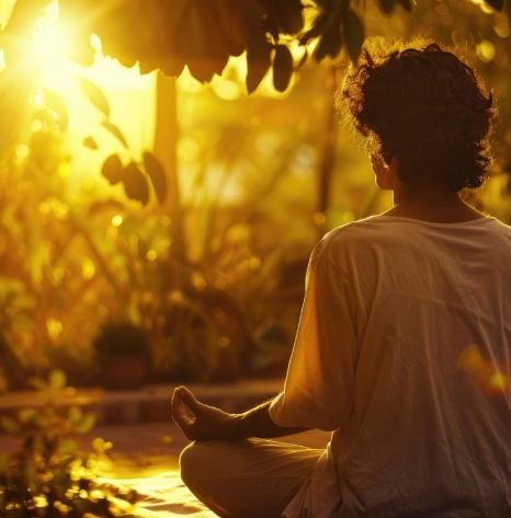 Person enjoying a peaceful moment outdoors
